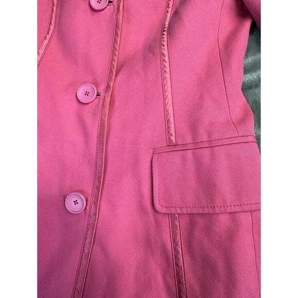 Banana Republic Bright Pink Cotton Trench Coat Barbie Small - Picture 14 of 16